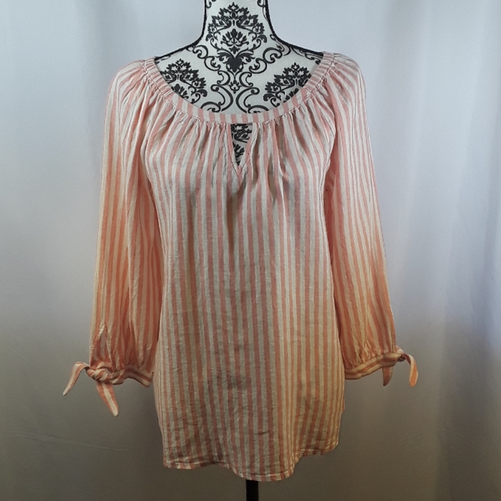 Sanctuary Cotton Striped Keyhole Top